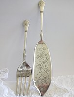 Antique silver plated large serving tools fork and shovel 24-30cm krupp berndorf