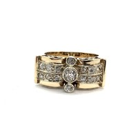 3421. Magyar Art Deco Arany Gyűrű Gyémántokkal