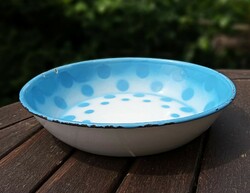 Old weiss manfried turquoise polka dot enamel bowl