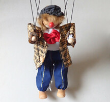 Régi retró bohóc marionett baba báb bábu játék figura 33 cm magas - limitált kiadás!