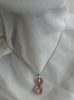 Double heart pink pendant necklace