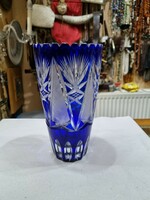 Old blue crystal vase