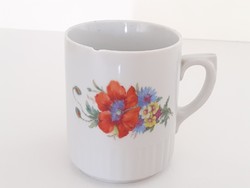 Old zsolnay porcelain mug with poppy wildflower tea cup 1 pc