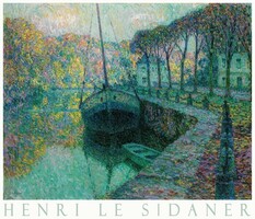 Henri Le Sidaner Sószállító hajó 1919 impresszionista festmény művészeti plakátja, kikötő sétány ősz