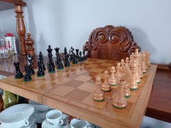 Wooden chess set in box