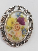 Porcelain floral brooch