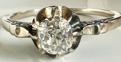 102T. About 1 forint! Antique art deco brilliant (0.4 ct) solitaire white gold (2.2 g) with top wesselton stone!