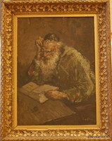 Rabbi reading. Unknown Hungarian painter in the xx. Century