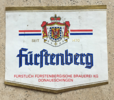 Fürstenberg régi sörös üveg címke