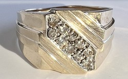 103T. 1 Forintról! 10 Karátos Arany (3,9 g) Férfi Pecsét gyűrű, 0,2 Ct jó minőségű Briliánssal!