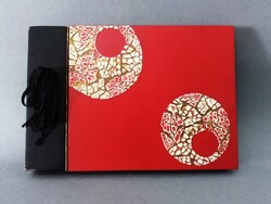 Vintage japán lakkozott, minimalista cseresznyefa berakásos fényképalbum