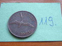 Guernsey 1 new penny 1971 gannet (morus) bird, bronze 119.
