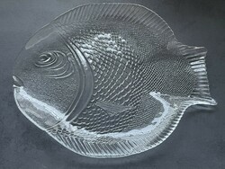 Szépen kidolgozott hal formájú üveg tál, kínáló