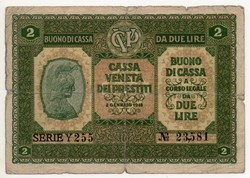 Olaszország osztrák megszállás 2 olasz Líra, 1918