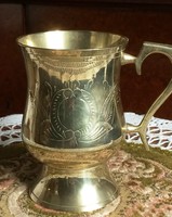 Silver-plated alpaca, antique, glossy, old, elegantly shaped beer mug