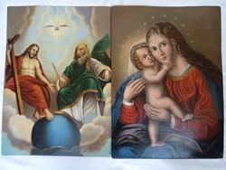 Sacred image painted on antique 2 pieces, second half of the 1800s