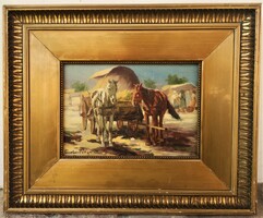 Pállya carolus (circa 1875 - 1948-50) market life c. Painting with original guarantee!