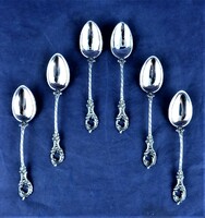 Very beautiful antique silver coffee spoons, German, ca. 1890 !!!