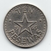 Ghána 10 pesewas, 1965