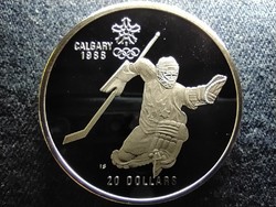 Kanada Téli olimpia Calgary hoki .925 ezüst 20 Dollár 1986 PP (id62231)