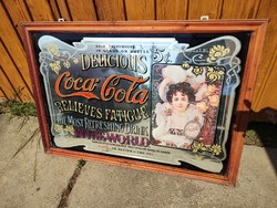 Nagyméretü coca-cola reklámtábla , üvegre festett