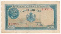 Romania 5000 Romanian lei, 1945