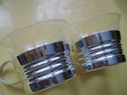 2 pcs heat-resistant glasses in a shiny holder in one