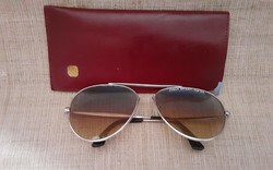 RETRO AVIATOR SUNGLASSES WITH POLARIZED LENS IN LEATHER CASE
