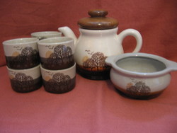Landscape shabby, country style retro ceramic tea set brown-beige