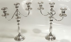 Modern, háromkarú, szétszedhető ezüst (925) gyertyatartó pár 150 Ft/g