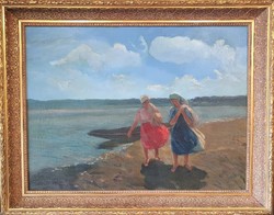 János Czencz / girls on the bank of the Danube