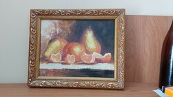 Kis gyümölcs csendélet festmény 28x23 cm kerettel