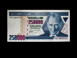 UNC - 250 000 LIRA - TÖRÖKORSZÁG - 1998 !!