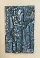 József Somogyi large bronze double-sided plaque, statue!