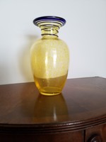 Yellow blue glass vase