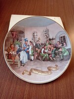 Fali tányér, szép, festett Lichte porcelán (DDR)