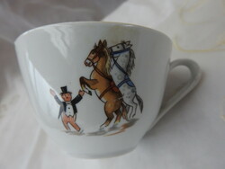 Lóidomár - cirkuszi jelenet _ német Colditz porcelán teás csésze