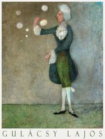 Lausz Gulácsy soap bubble 1911 painting art poster, nakonxipán noble brand wig tailor