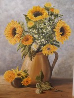 Oil painting: sunflowers