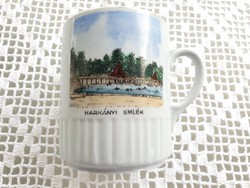 Régi Zsolnay porcelán Harkányi emlék feliratos bögre teás csésze