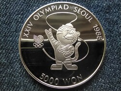Dél-Korea Olimpiai Játékok Szöulban 1988 Tigris kabala .925 ezüst 5000 won 1986 PP (id62336)