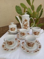 Lowland porcelain_brown leaf coffee set_defective