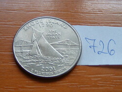 USA 25 CENT 1/4 DOLLÁR 2001 / P Philadelphia, (Rhode Island - The Ocean State), G. Washington #726