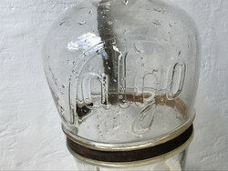 Antik Salgó Likőrös üveg 5-Literes , vas eredeti fül , porcelán kupak , komplett.