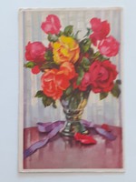 Régi képeslap 1941 rózsás csendélet levelezőlap