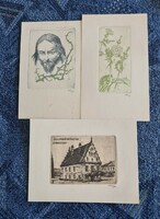 Kálmán Tichy (1888 - 1968): 3 pieces of etching (2)