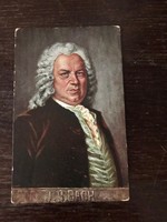 J.S.Bach 1685-1750 Német barokk klasszikus zeneszerző Színes képeslap festmény alapján.