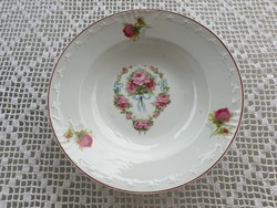 Régi vintage porcelán falitányér rózsás tányér népi rózsagirlandos falidísz