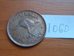 Australia 1/2 Half Half Penny 1954 (P) - Perth, Point Y After Bronze, Elizabeth II # 1060