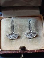 Silver marked mini ginkgo earrings
